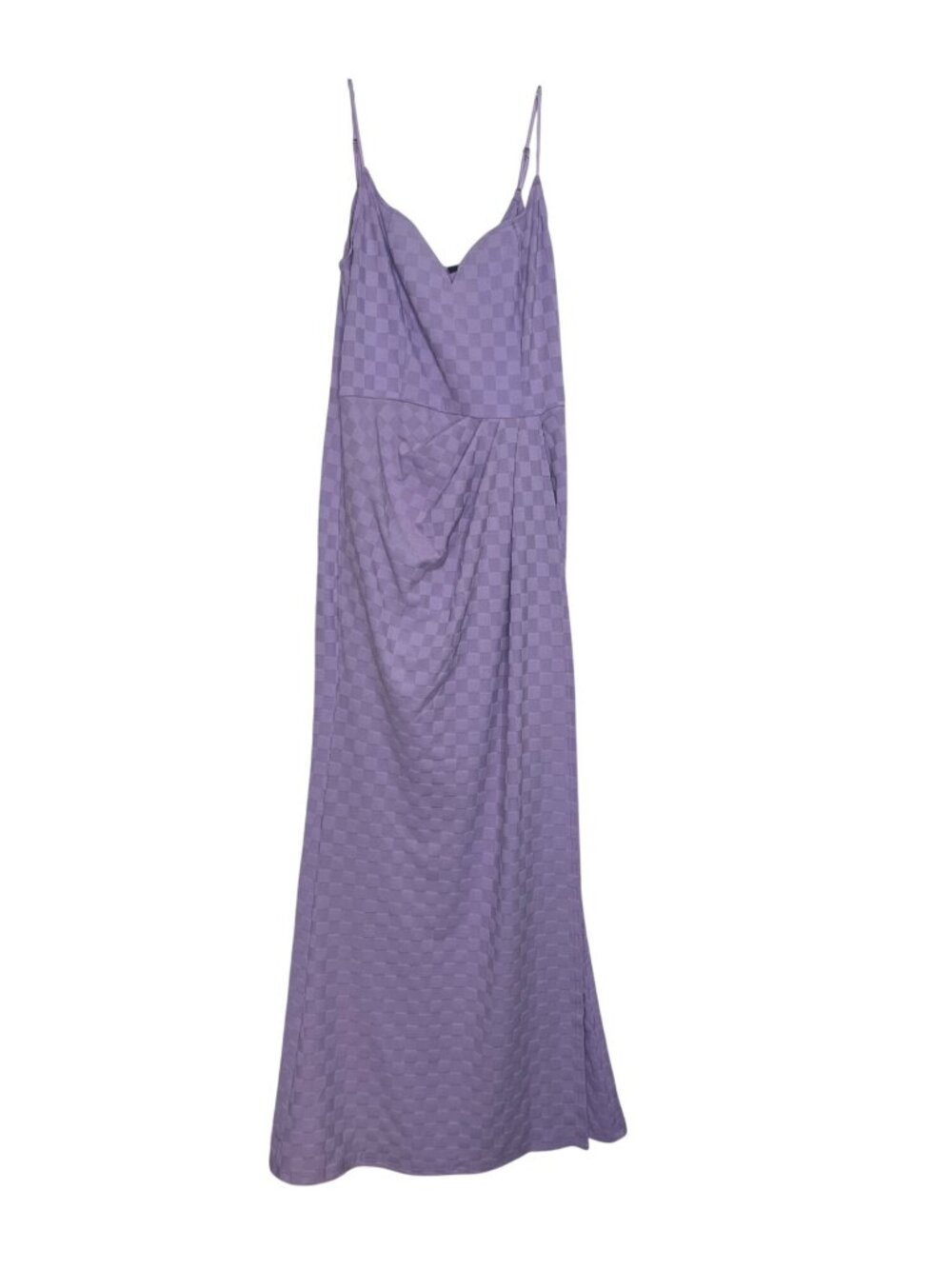 Vshow Maxi Dress Spaghetti Straps Checkered‎ Pattern Large Purple New